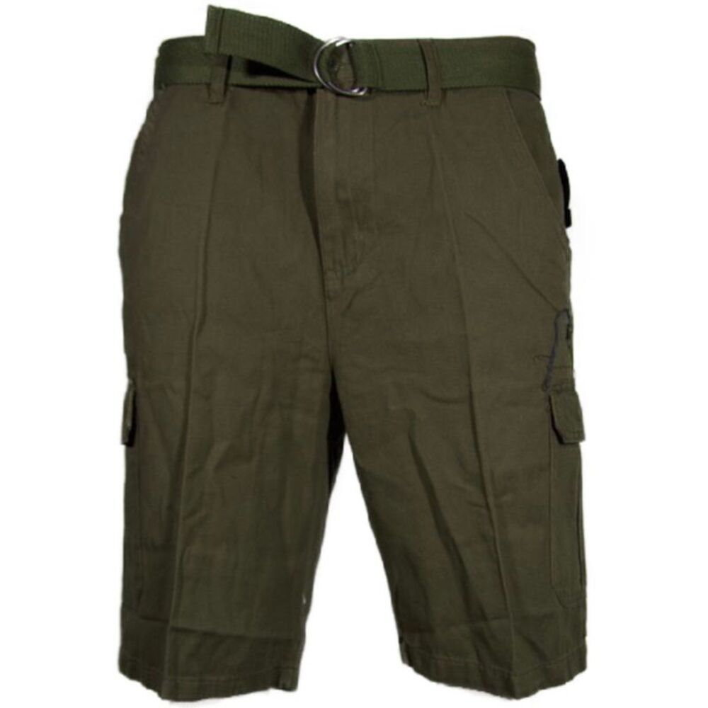 Men's Shorts Belted Adjustable Cargo Casual Lightweight Multi Pocket Bottoms